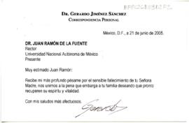 Condolencias de Gerardo Jiménez Sánchez