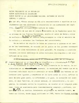 Discurso de Beatriz de la Fuente en la ceremonia de entrega de los Premios Nacionales 1983