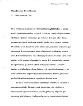 Texto provisional para la Primera Mesa Redonda de Teotihuacan