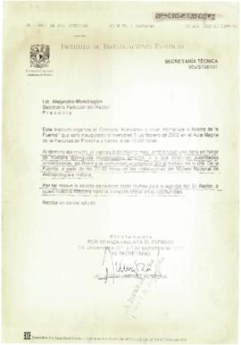 Invitación al rector de la UNAM al homenaje a Beatriz de la Fuente