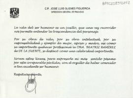 Condolencias de José Luis Güemes Figueroa