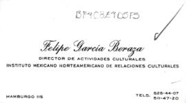Tarjeta de presentación de Felipe García Beraza