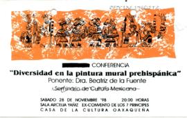 Invitación para la conferencia: Diversidad en la Pintura Mural Prehispánica