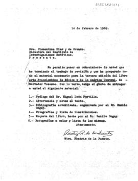 Carta de Beatriz de la Fuente a Clementina Díaz y de Ovando