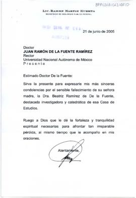 Condolencias de Ramón Martín Huerta