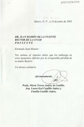 Condolencias de la familia Castillo Juárez