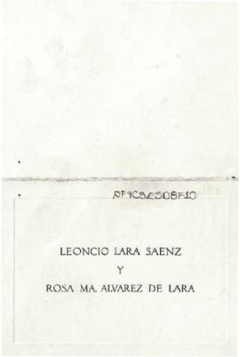 Tarjeta de presentación de Leoncio Lara Saenz y esposa