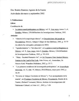 Informe de actividades académicas, marzo-septiembre 2002