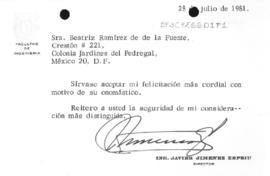 Tarjeta de felicitación de Javier Jiménez Espriú