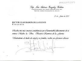 Condolencias de Luis Antonio González Roldán