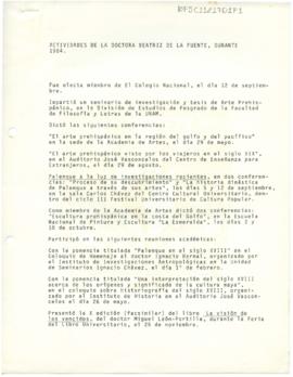 Informe de actividades académicas 1984