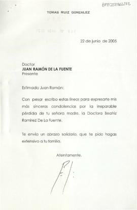 Condolencias de Tomás Ruiz González