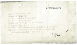 Telegrama de felicitación de Lázaro Benvices Vásquez