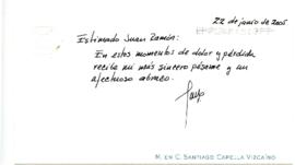 Condolencias de Santiago Capella Vizcaíno