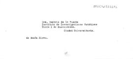 Carta de Ramón Xirau a Beatriz de la Fuente