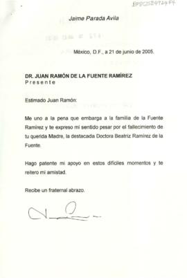 Condolencias de Jaime Parada Ávila