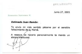 Condolencias de Fernando Senderos M.