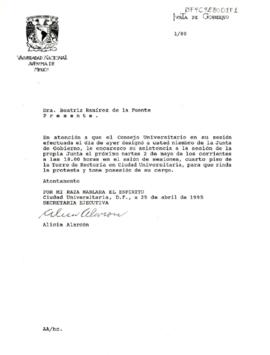 Toma de posesión del cargo en la Junta de Gobierno de la UNAM