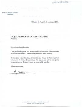 Condolencias de José Luis Barraza González