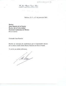 Condolencias de José Ramón Cossío Díaz