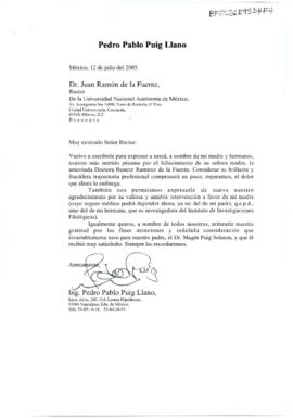 Condolencias de Pedro Pablo Puig Llano