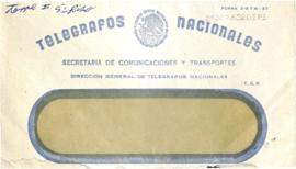 Telegrama de felicitación de Jorge y Enriqueta Medellín