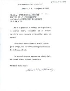 Condolencias de Griselda Álvarez Ponce de León