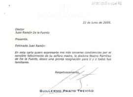 Condolencias de Guillermo Prieto Treviño