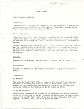 Informe de actividades académicas 1984-1985
