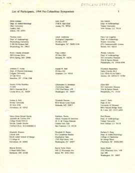 Lista de participantes al Pre-Columbian Symposium
