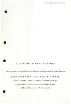 Homenaje en Memoria del Ilustre Mexicano Ignacio Bernal y García Pimentel