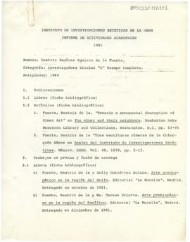 Informe de actividades académicas 1981