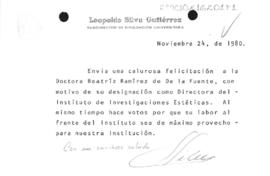 Felicitaciones de Leopoldo Silva Gutiérrez
